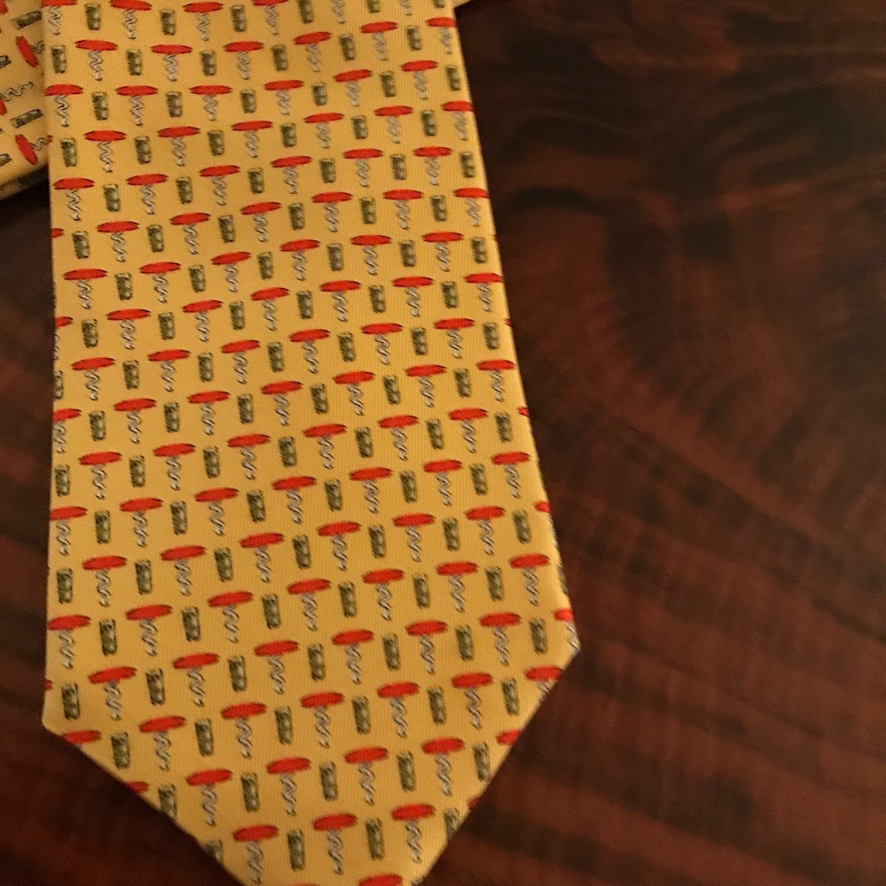 Hermès look silk necktie tie wine corkscrew bar